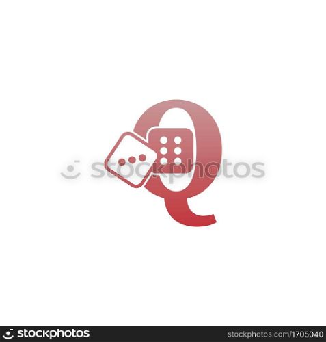 Letter Q with dice two icon logo template vector