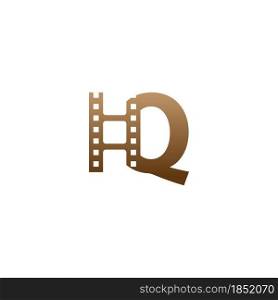 Letter Q with film strip icon logo design template illustration