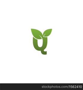 Letter Q With green Leaf Symbol Logo Template
