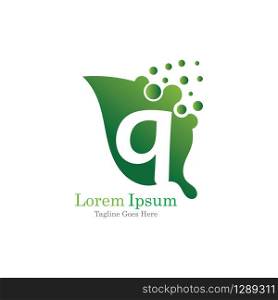 Letter Q with leaf creative logo concept template design symbol modern