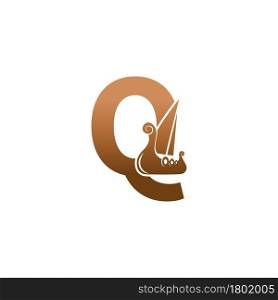 Letter Q with logo icon viking sailboat design template illustration