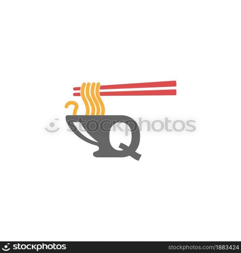 Letter Q with noodle icon logo design vector template