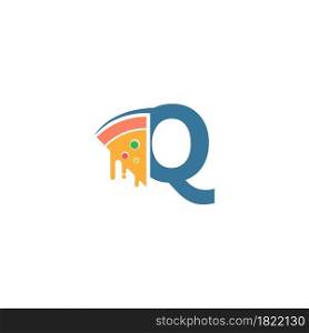 Letter Q with pizza icon logo vector template