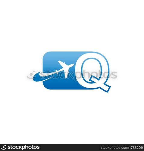 Letter Q with plane logo icon design vector illustration