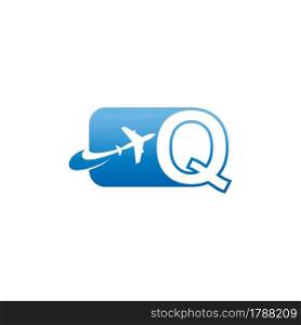Letter Q with plane logo icon design vector illustration