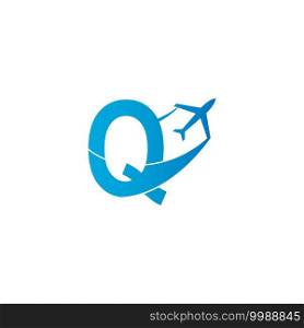 Letter Q with plane logo icon design vector illustration template