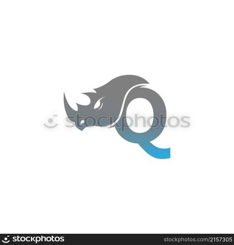 Letter Q with rhino head icon logo template vector