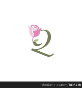 Letter Q with rose icon logo vector template illustration