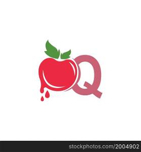 Letter Q with tomato icon logo design template illustration vector
