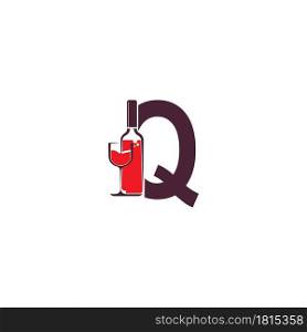 Letter Q with wine bottle icon logo vector template
