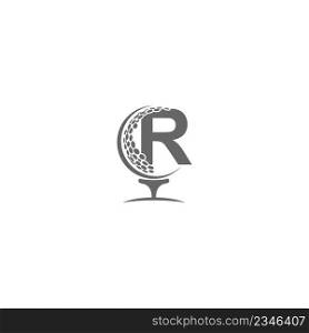 Letter R and golf ball icon logo design illustration