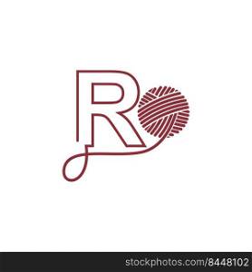 Letter R and skein of yarn icon design illustration vector