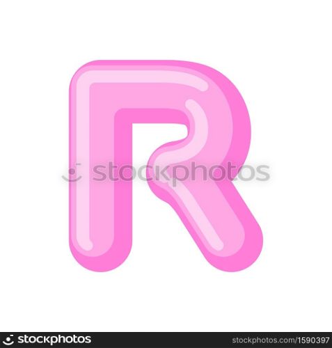 Letter R candy font. Caramel alphabet. lollipop lettering. Sweet ABC sign