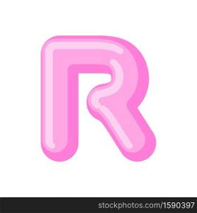 Letter R candy font. Caramel alphabet. lollipop lettering. Sweet ABC sign