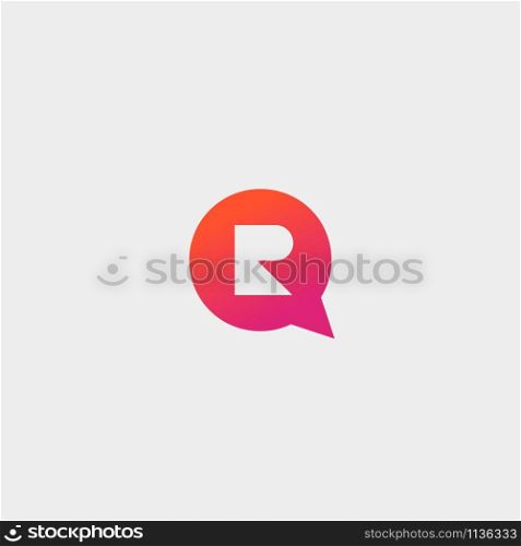 Letter R Chat Vector Logo or Icon Design. Letter R Chat Vector Template Logo Design