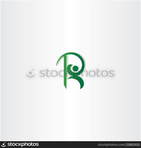 letter r green man logo vector icon element sign