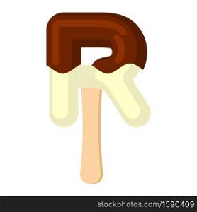 Letter R Ice Cream font. Popsicle alphabet. Cold Sweet lettering. Icecream sign ABC