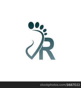 Letter R icon logo combined with footprint icon design template