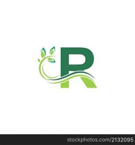 Letter R Icon with floral logo design template illustration vector