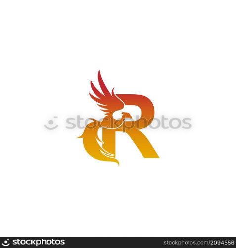 Letter R icon with phoenix logo design template illustration