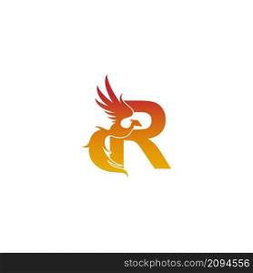 Letter R icon with phoenix logo design template illustration