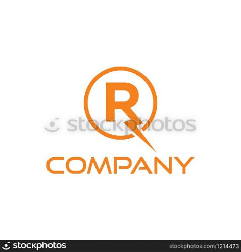 Letter R incorporated with lightning monogram initial logo design