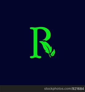 letter r leaf nature, eco green logo template vector illustration. letter r leaf nature, eco green logo template vector isolated