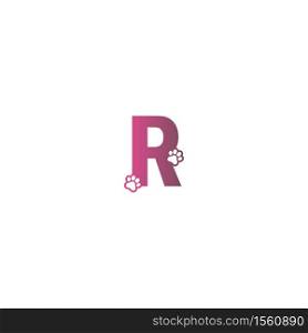 Letter R logo design Dog footprints concept icon illustration