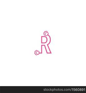 Letter R logo design Dog footprints concept icon illustration
