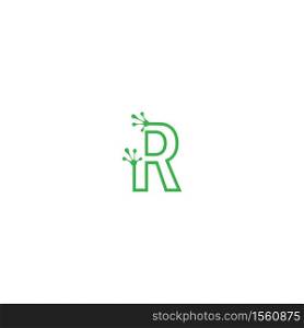 Letter R logo design frog footprints concept icon illustration
