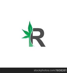 Letter R logo icon with cannabis leaf design vector illustration