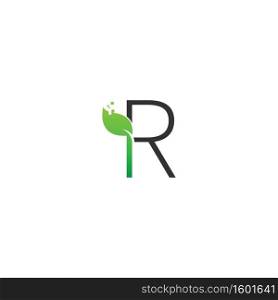 Letter R logo leaf digital icon design concept vector