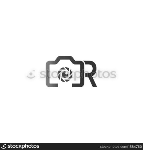 Letter R logo of the photography is combined with the camera icon template