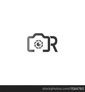 Letter R logo of the photography is combined with the camera icon template