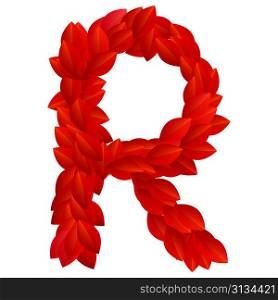 Letter R of red petals alphabet