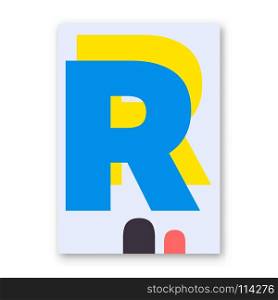 Letter R poster. Letter R poster. Cover for magazine, printing products, flyer, presentation, brochure or booklet. Vector illustration