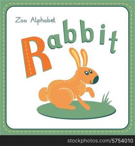 Letter R - Rabbit . Alphabet with cute animals. Vector illustration. Other letters from this set are available in my portfolio.