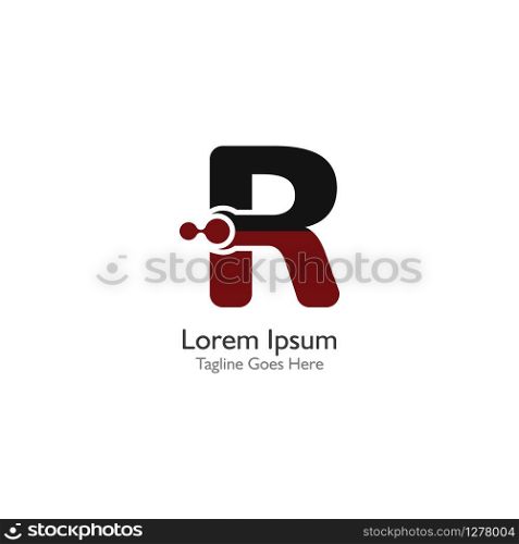 Letter R with Antom Creative logo or symbol template design
