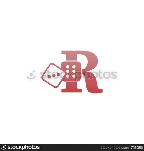 Letter R with dice two icon logo template vector