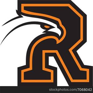 Letter R with eagle head. Great for sports logotypes and team mascots.
