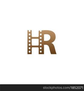 Letter R with film strip icon logo design template illustration