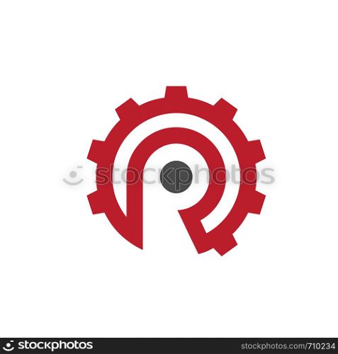 letter R with gear logo concept, letter P industrial logo concept