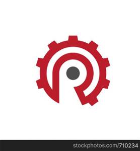 letter R with gear logo concept, letter P industrial logo concept