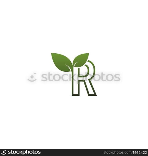 Letter R With green Leaf Symbol Logo Template