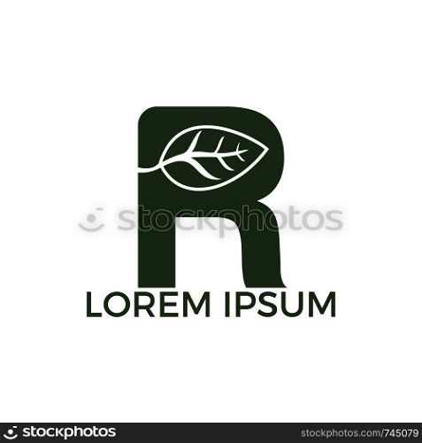 Letter R with leaf logo template vector. Green initial R logo design concept.