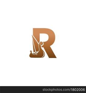 Letter R with logo icon viking sailboat design template illustration