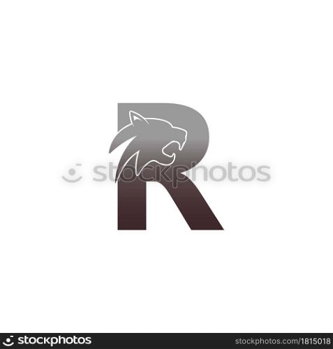 Letter R with panther head icon logo vector template