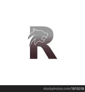 Letter R with panther head icon logo vector template