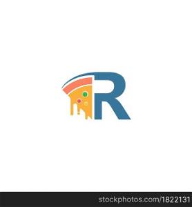 Letter R with pizza icon logo vector template