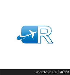 Letter R with plane logo icon design vector illustration